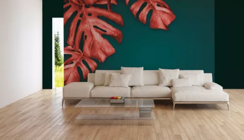 AS Creation DesignWalls 2 vlies anyagú zöld, piros színű leveles modern poszter
