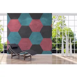   AS Creation DesignWalls 2 vlies anyagú kék, fekete, pink színű geometriai modern poszter