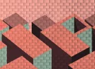 AS Creation DesignWalls 2 vlies anyagú zöld, barna, korall, mályva színű 3d, geometriai, téglamintás modern poszter