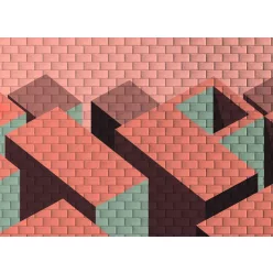   AS Creation DesignWalls 2 vlies anyagú zöld, barna, korall, mályva színű 3d, geometriai, téglamintás modern poszter