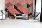 AS Creation DesignWalls 2 vlies anyagú zöld, barna, korall, mályva színű 3d, geometriai, téglamintás modern poszter
