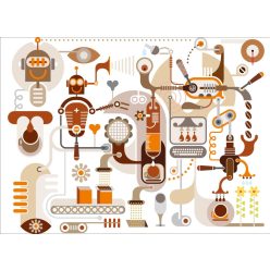   AS Creation DesignWalls 2 vlies anyagú fehér, barna, beige, narancssárga színű robotos gyerek poszter