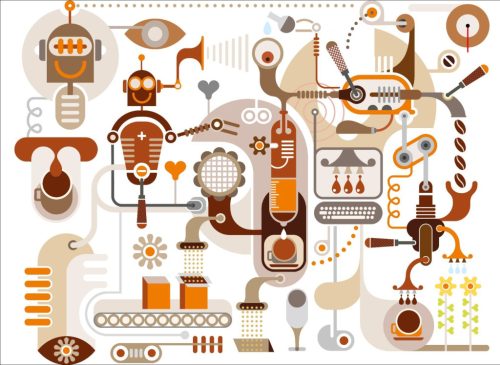 AS Creation DesignWalls 2 vlies anyagú fehér, barna, beige, narancssárga színű robotos gyerek poszter