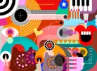 AS Creation DesignWalls 2 vlies anyagú kék, zöld, narancssárga, lila, piros, sárga, barna színű absztrakt modern poszter