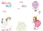 AS Creation DesignWalls 2 vlies anyagú fehér, rózsaszín, zöld, sárga, lila, kék színű hercegnős, unicornis, légballonos gyerek poszter