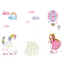   AS Creation DesignWalls 2 vlies anyagú fehér, rózsaszín, zöld, sárga, lila, kék színű hercegnős, unicornis, légballonos gyerek poszter