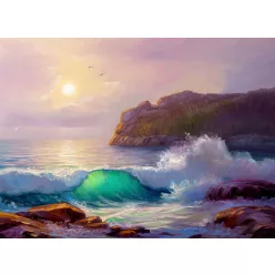   AS Creation DesignWalls 2 vlies anyagú sárga, kék, zöld, barna, fehér színű tenger, festmény modern poszter