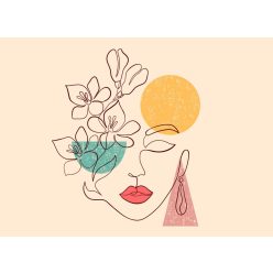   AS Creation DesignWalls 2 vlies anyagú barack, narancssárga, türkiz, piros, rózsaszín, barna színű rajz, virágos, arc modern poszter