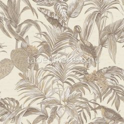   Design ID Wallstitch vlies, vinyl anyagú beige, barna, szürke színű madaras, leveles modern tapéta