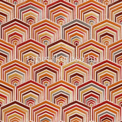 Design ID Wallstitch vlies, vinyl anyagú piros, narancssárga, bordó, csillámos színű geometriai modern tapéta