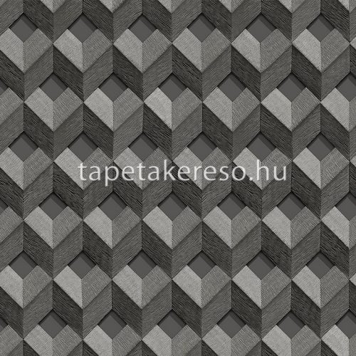 Design ID Embellish vlies, vinyl anyagú szürke, ezüst színű 3d, geometriai modern tapéta
