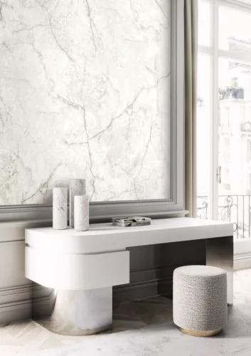 Khroma Wall Design 3 vlies anyagú törtfehér, zöld színű márványos modern poszter