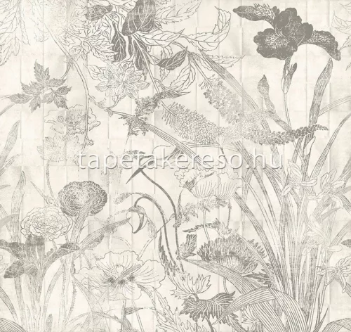 Khroma Wall Design 3 vlies anyagú szürke, törtfehér színű rajz, virágos modern poszter