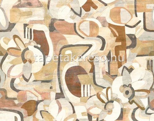 Khroma Wall Design 3 vlies, vinyl anyagú törtfehér, barna, szürke, mályva színű absztrakt modern poszter