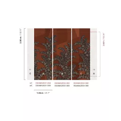   Khroma Amani vlies anyagú barna, piros, beige színű leveles, absztrakt Modern tapéta