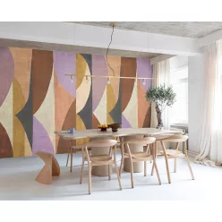   Khroma Amani vlies anyagú lila, barna, beige, fekete, mustársárga színű geometriai Modern tapéta