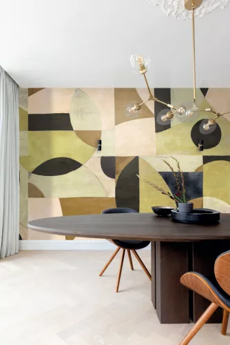 Khroma Aquila vlies anyagú fekete, zöld, barna, beige színű geometriai modern poszter