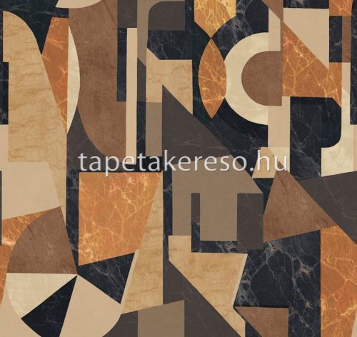 Khroma Rock vlies anyagú barna, beige, fekete színű márványos, geometriai modern tapéta