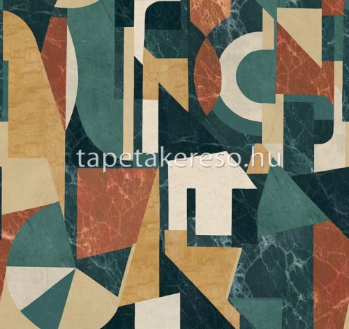 Khroma Rock vlies anyagú zöld, barna, beige, fekete színű márványos, geometriai modern tapéta