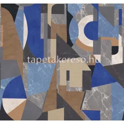   Khroma Rock vlies anyagú beige, barna, kék, szürke színű márványos, geometriai modern tapéta