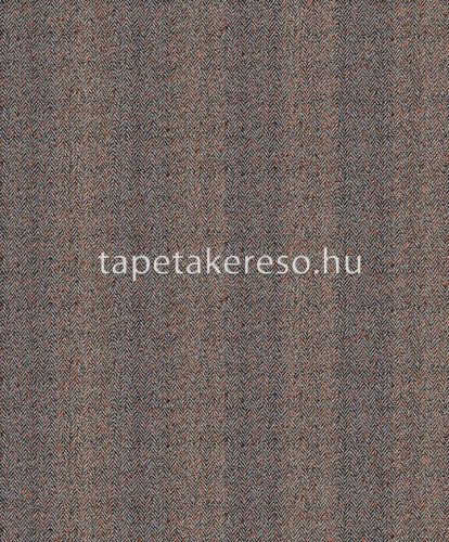 Khroma Aquila vlies anyagú fekete, kék, terrakotta színű csíkos, chevron, textilhatású modern tapéta
