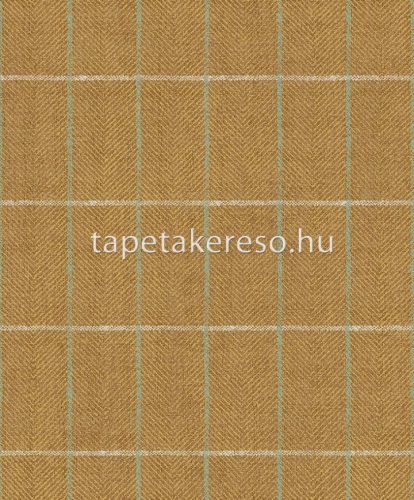 Khroma Aquila vlies anyagú rozsdabarna, fehér, zöld színű kockás, chevron, textilhatású modern tapéta