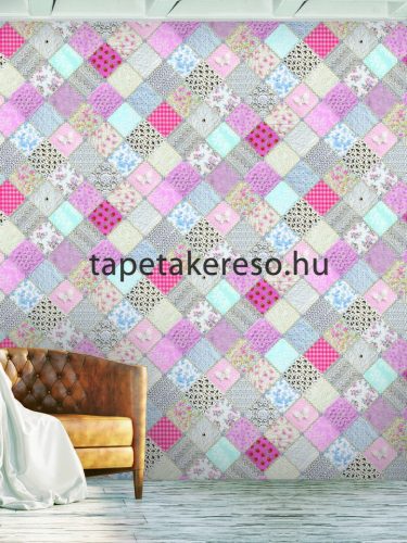 Behang Expresse COLOR CHOC vlies anyagú rózsaszín, kék, piros, beige színű patchwork gyerek poszter