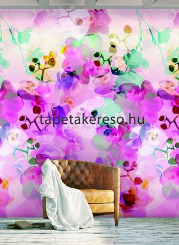 Behang Expresse COLOR CHOC vlies anyagú rózsaszín, lila, zöld színű virágos gyerek poszter