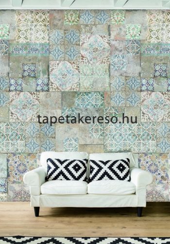 Behang Expresse COLOR CHOC vlies anyagú beige, fehér, kék színű csempe gyerek poszter