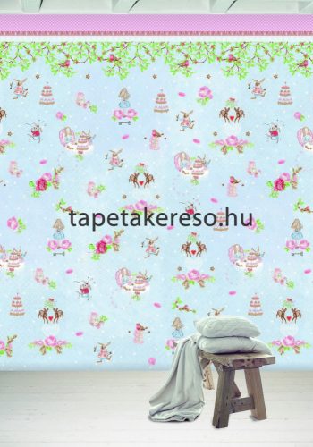 Behang Expresse COLOR CHOC vlies anyagú kék, rózsaszín, zöld színű virágos, állatos gyerek poszter
