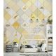 Behang Expresse KAY AND LIV vlies anyagú fehér, sárga, beige színű dinós, kockás, patchwork gyerek poszter