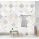 Behang Expresse KAY AND LIV vlies anyagú fehér, beige, szürke színű dinós, kockás, patchwork gyerek poszter
