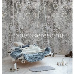   Behang Expresse NEW MATERIALS vlies anyagú szürke, barna, zöld színű csempe, koptatott modern poszter