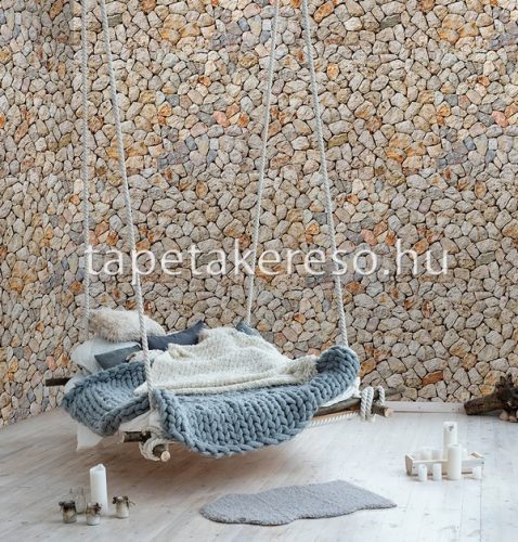Behang Expresse NEW MATERIALS vlies anyagú szürke, barna, sárga színű köves modern poszter
