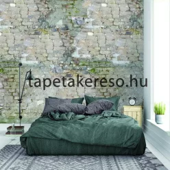   Behang Expresse NEW MATERIALS vlies anyagú szürke, beige, zöld színű téglamintás, vakolt modern poszter