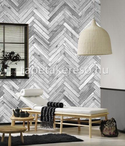 Behang Expresse NEW MATERIALS vlies anyagú szürke, fehér színű famintás modern poszter