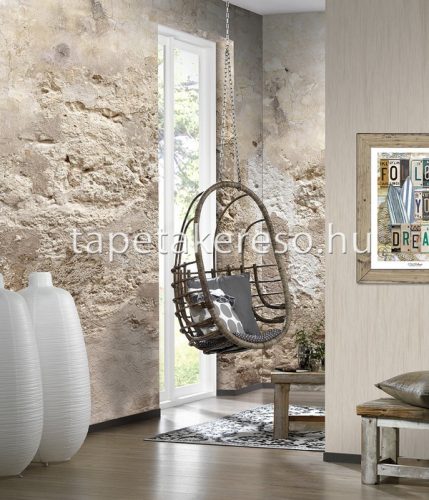 Behang Expresse NEW MATERIALS vlies anyagú beige, mályva színű vakolt, repedezett modern poszter