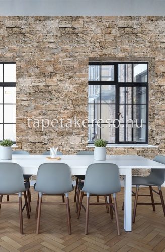 Behang Expresse NEW MATERIALS vlies anyagú szürke, barna, beige színű köves modern poszter