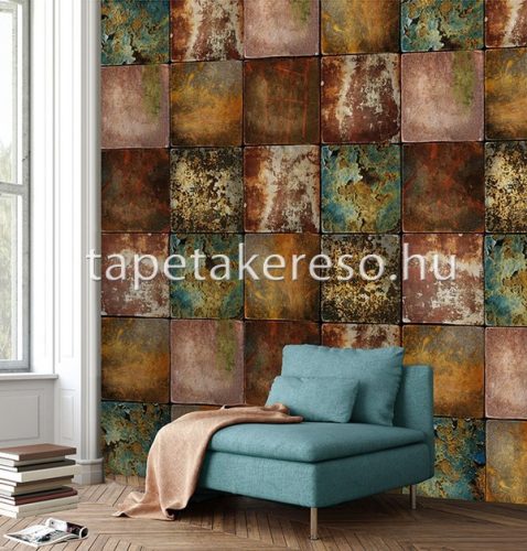 Behang Expresse NEW MATERIALS vlies anyagú zöld, vörös, rozsdabarna színű kőmintás modern poszter