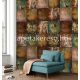 Behang Expresse NEW MATERIALS vlies anyagú zöld, vörös, rozsdabarna színű kőmintás modern poszter