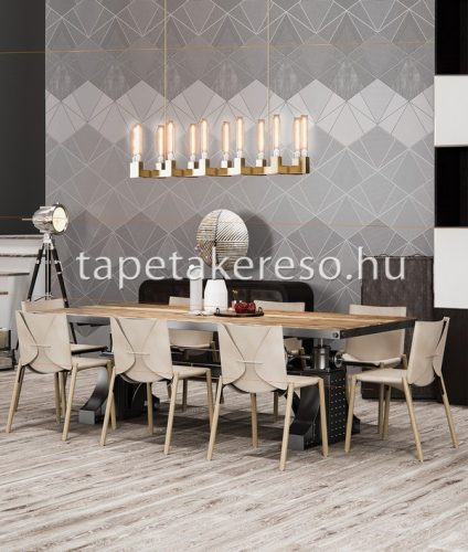 Behang Expresse Timeless vlies anyagú szürke, fehér színű geometriai modern poszter