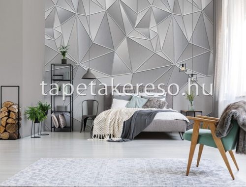 Behang Expresse Timeless vlies anyagú szürke, fehér színű geometriai, 3d modern poszter