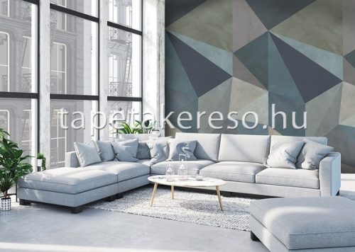 Behang Expresse Timeless vlies anyagú kék, türkiz, beige színű geometriai, 3d modern poszter