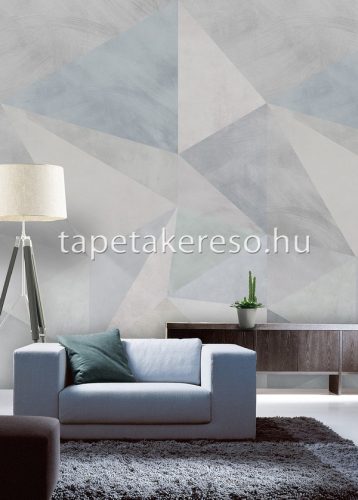 Behang Expresse Timeless vlies anyagú szürke, kék, türkiz színű geometriai, 3d modern poszter