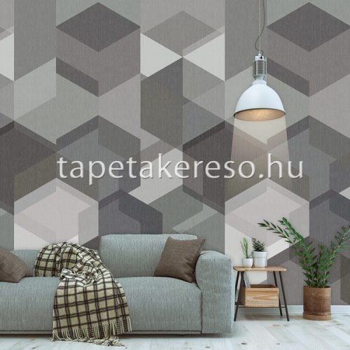 Behang Expresse Timeless vlies anyagú szürke, fekete színű geometriai, 3d modern poszter
