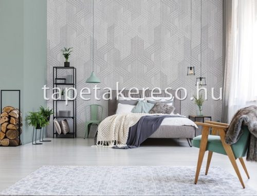 Behang Expresse Timeless vlies anyagú szürke, fehér színű geometriai modern poszter