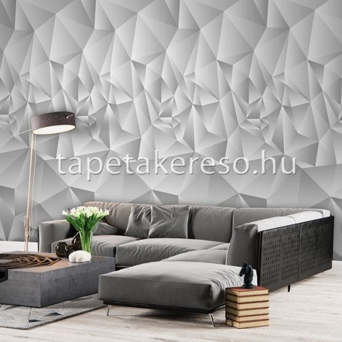 Behang Expresse Timeless vlies anyagú szürke, fehér színű geometriai, 3d modern poszter