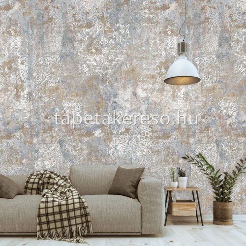 Behang Expresse Passion for Materials vlies anyagú fehér, barna, kék, szürke színű csempe, keleties, koptatott modern, indusztriális poszter