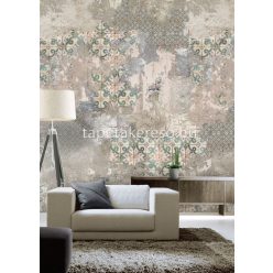   Behang Expresse Passion for Materials vlies anyagú beige, zöld, kék, sárga színű csempe, keleties, koptatott modern, indusztriális poszter