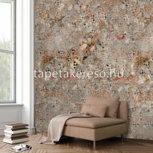 Behang Expresse Passion for Materials vlies anyagú barna, sárga, fekete, piros színű mozaik, koptatott modern, indusztriális poszter